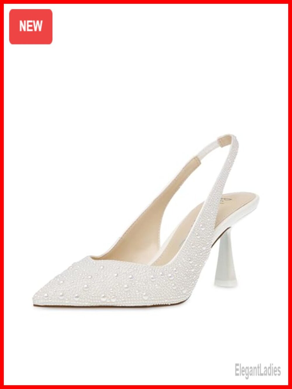 Rhinestone Pointed Toe Slingback Kitten Heel Pump